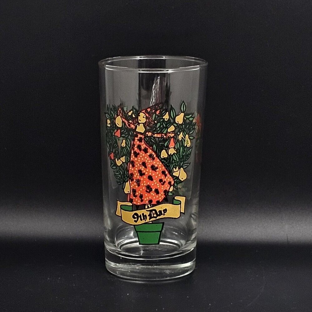 9th Day Drinking Glass from 12 Days of Christmas Set 5.5" Indiana Glass - Picture 2 of 10